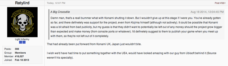 Illustration for article titled Konami Approved, Then Canceled Metal Gear Fan Remake, Devs Say